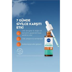 NIVEA Derma Skin Clear Dengeleyici ve Sivilce Karşıtı Serum 30ml, Niasinamid, Hyaluronik Asit, Yağlı Cilt-