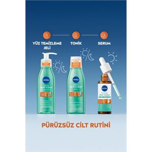 NIVEA Derma Skin Clear Dengeleyici ve Sivilce Karşıtı Serum 30ml, Niasinamid, Hyaluronik Asit, Yağlı Cilt-