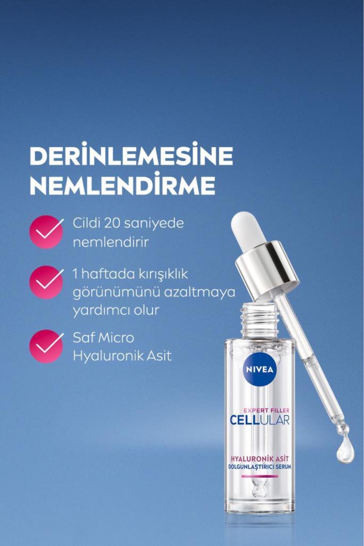 NIVEA Cellular Expert Filler Dolgunlaştırıcı Serum 30ml, Hyaluronik Asit, Nemlendirici, Kırışıklık Karşıtı-