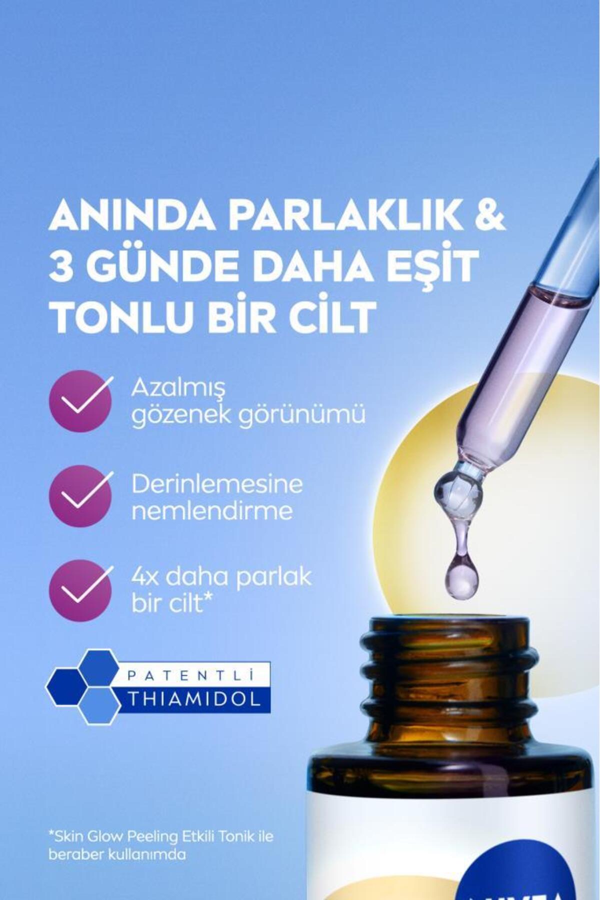 NIVEA Luminous630 Skin Glow Anında Aydınlatıcı Serum 30ml, Eşit Cilt Tonu, Thiamidol, Niasinamid, AloeVera-