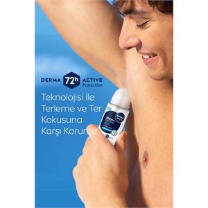 NIVEA MEN Erkek Roll-on Deodorant Derma Control Defend 50ml, 72 Saat Anti-perspirant, Alkolsüz, Hyaluron-