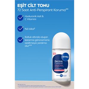 NIVEA Kadın Roll-on Deodorant Derma Control Natural Tone 50ml, Koltuk Altı Kararmasına Karşı, C Vitamini-