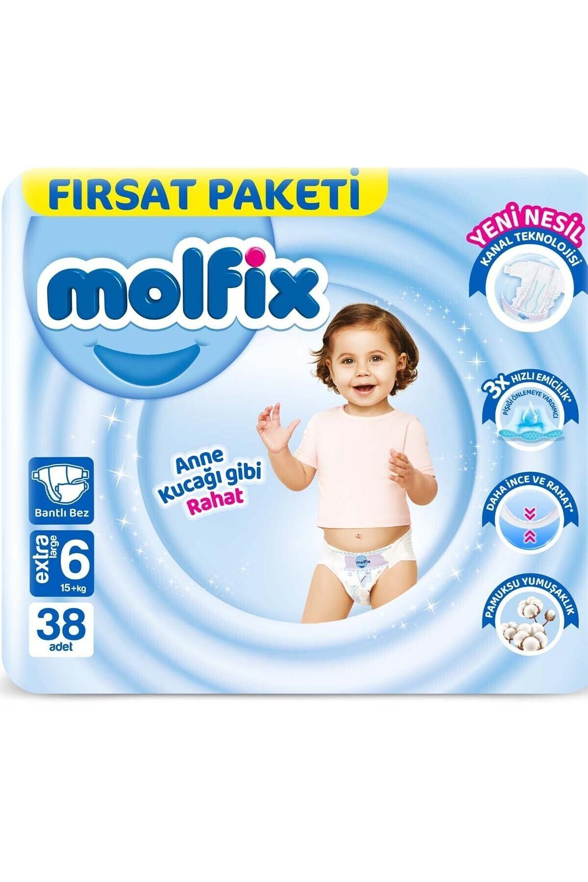Molfix 3D 6 Beden Extra Large Bebek Bezi 38'li-