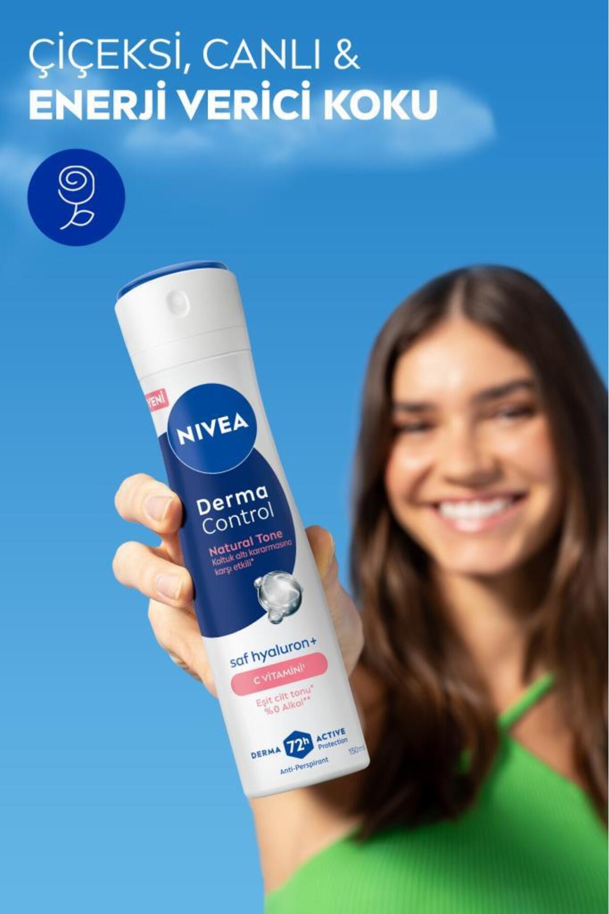 NIVEA Kadın Sprey Deodorant Derma Control Natural Tone 150ml, Koltuk Altı Kararmasına Karşı, C Vitamini-