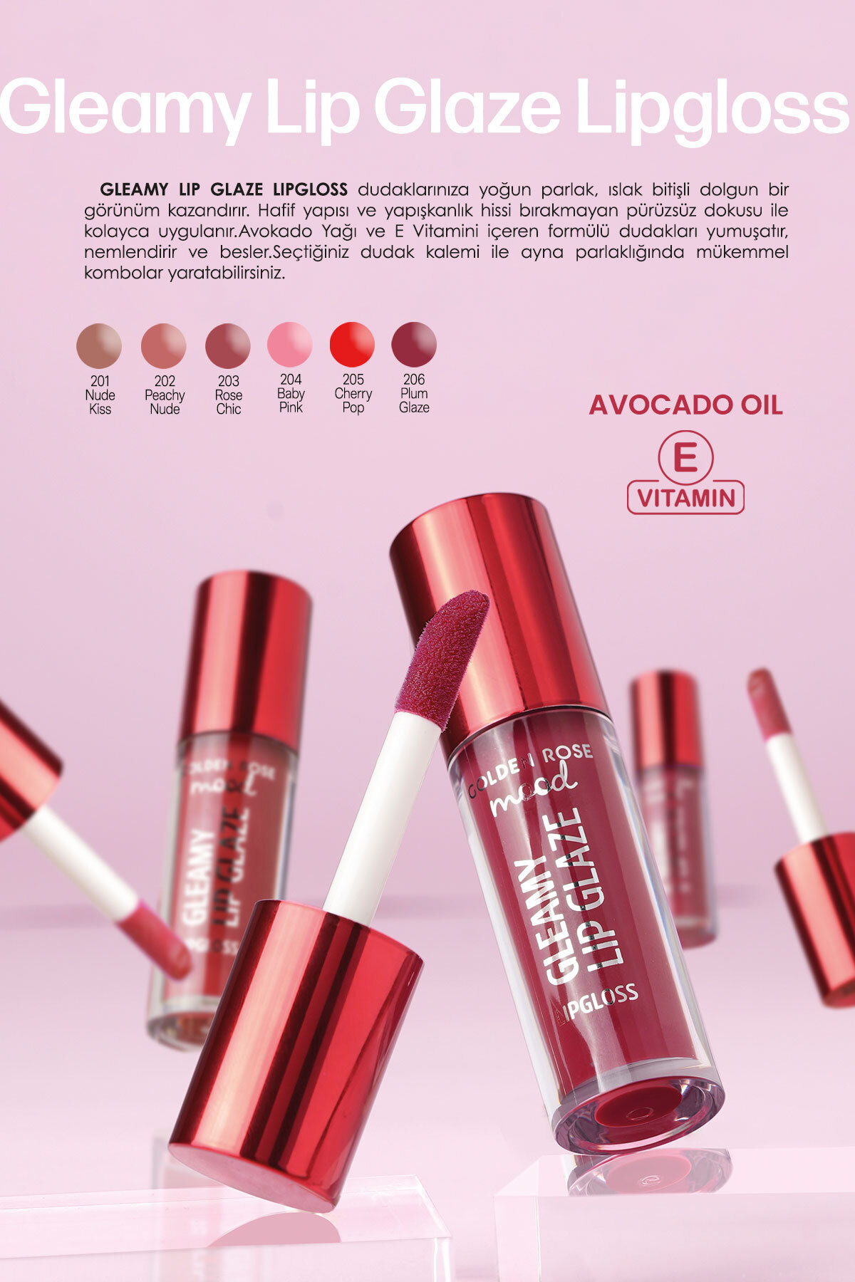 Golden Rose Mood Gleamy Lip Glaze Dudak Parlatıcısı No:204 Baby Pink-