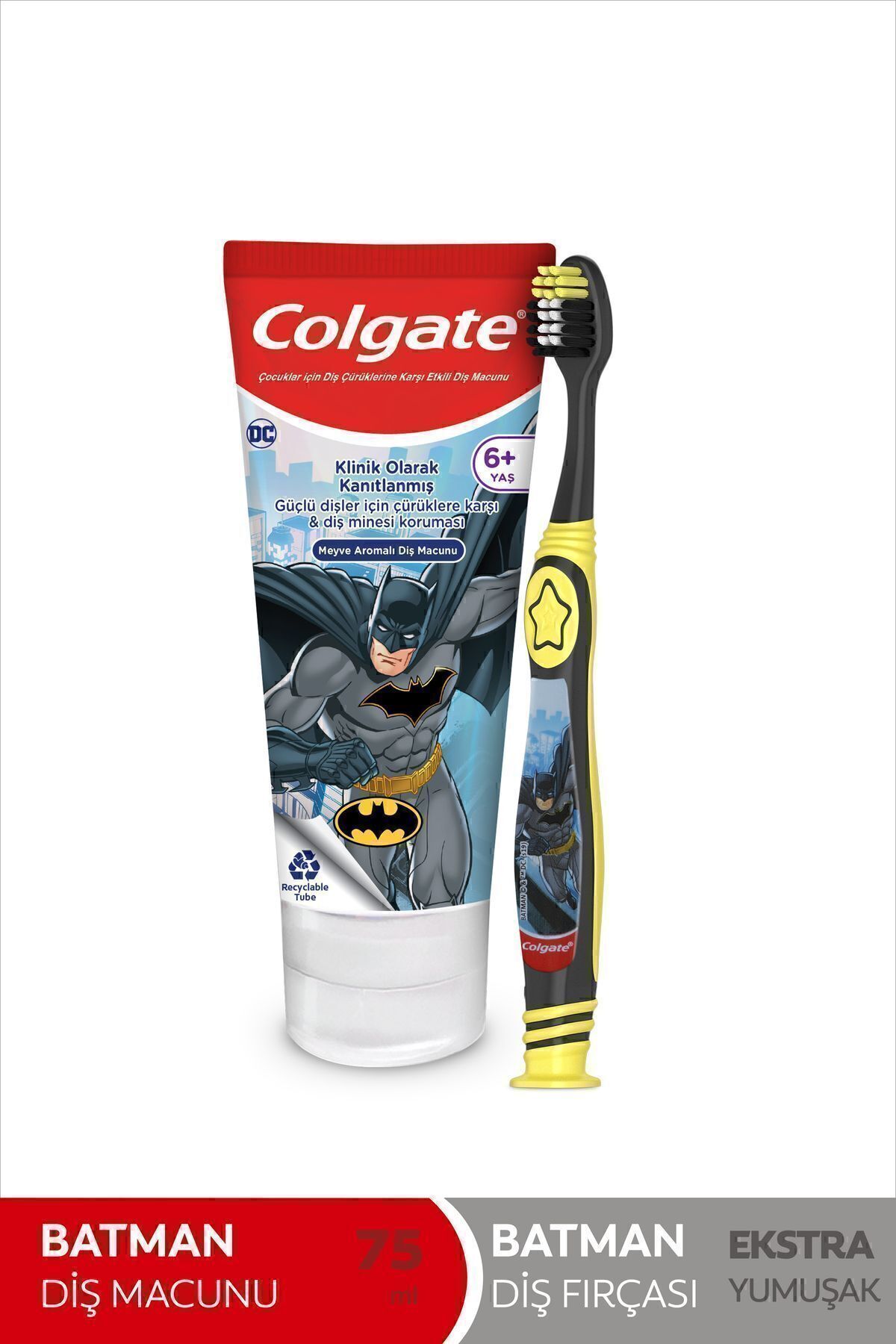 Colgate Batman Çürüklere Karşı Etkili Hafif Nane Aromalı Çocuk Diş Macunu + Diş Fırçası-